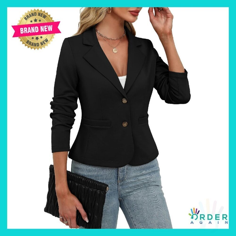 Stretchy Knit Blazer Slim Fit Lightweight Business Casual Jacket with Pockets